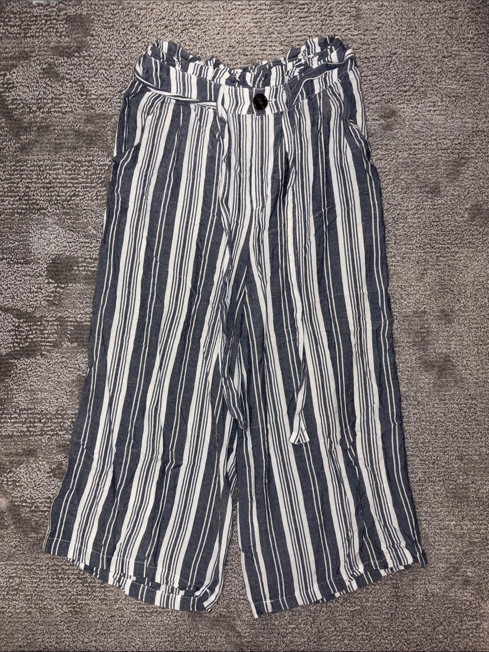 Elila Navy and White Vertical Stripe Casual Pants